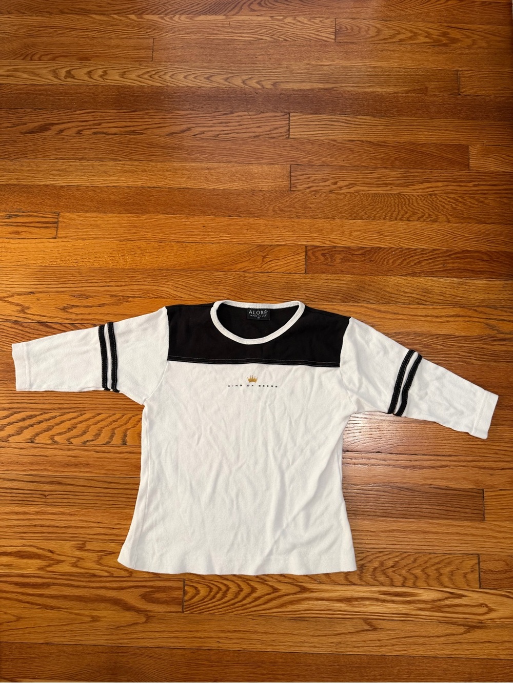 Women’s White & Black Short Sleeve Crewneck Tee